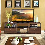 Costway TV Stand Entertainment Media Center Console for TV&#39;s up to 60 Inch with Drawers Walnut-Walnut