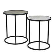 Contemporary Home Living Set of 2 Brown and Dark Gray Round Side Tables 22"