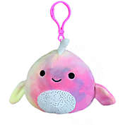 Squishmallows Official Kellytoy 3.5 Clip On Navina the Unicorn Narwhal Plush Toy S3.5