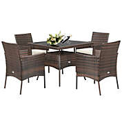 Slickblue Outdoor 5 Pieces Dining Table Set with 1 Table and 4 Single Sofas