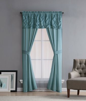 Kate Aurora Complete 5 Pc. Ruffled Window in a Bag Curtain Set - Blue