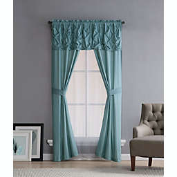 Kate Aurora Complete 5 Pc. Ruffled Window in a Bag Curtain Set - Blue