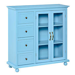 HOMCOM Storage Sideboard Cabinet with 4 Drawers and Glass Door Cupboard, Console Table for Living Room Dining Room Kitchen