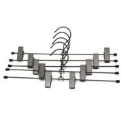 Koobay 13.7-Inch Metal Greyish Black Hangers Heavy Duty Clips Clothes Hanger
