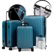 Nonstop to NEW YORK 3 Piece Set (20"/24"/28") 4-Wheel Luggage Set + PowerBank & 2 packing cubes