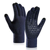Kitcheniva Winter Knit Men Women Windproof Mittens Gloves, Navy Blue