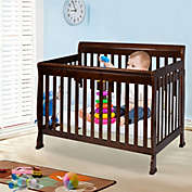 Slickblue Coffee Pine Wood Baby Toddler Bed Convertible Crib