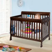 Slickblue Coffee Pine Wood Baby Toddler Bed Convertible Crib