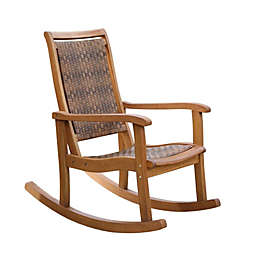 Outdoor Interiors All Weather Wicker Mocha and Eucalyptus Rocking Chair