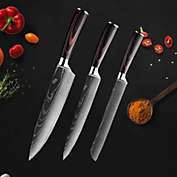 Kitcheniva 3-Piece Kitchen Knives Set Japanese Damascus Style