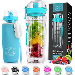 Zulay Kitchen Portable Water Bottle with Fruit Infuser - Lake Blue