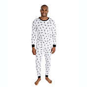Leveret Men&#39;s Two Piece Cotton Pajamas Skeleton White