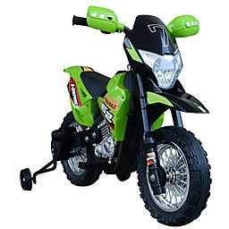 Aosom Kids Motorcycle Dirt Bike Electric Battery-Powered Ride-On Toy Off-road Street Bike with Charging 6V Battery, Real Driving Sounds, & Built-In Music, Green