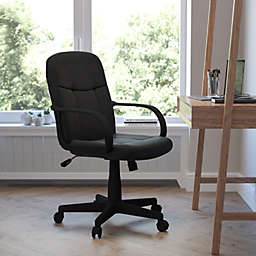 Emma + Oliver Mid-Back Black Glove Vinyl Executive Swivel Office Chair with Arms
