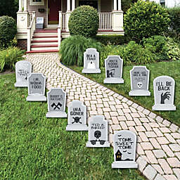 Big Dot of Happiness Funny Tombstones - Graveyard Lawn Decorations - Halloween Yard Decorations - 10 Piece