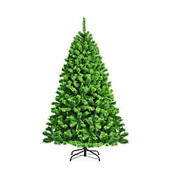 Costway Snow Flocked Artificial Christmas Tree with Metal Stand-7.5 ft