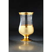 CC Home Furnishings 16" Gold and Clear Hurricane Glass Tabletop Decor