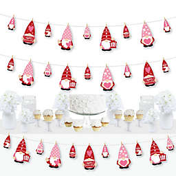 Big Dot of Happiness Valentine Gnomes - Valentine's Day Party DIY Decorations - Clothespin Garland Banner - 44 Pieces