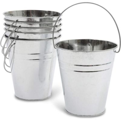 Mini Pails with Handles Silver Juvale Pack of 24 2-Inch Small Metal Buckets 