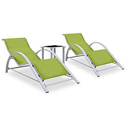 vidaXL 310540  Sun Loungers 2 pcs with Table Aluminium Green