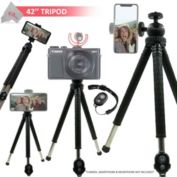 Vivitar 42" Foldable Travel Tripod 360° Ball Head Rotation with Smart Phone Cradle and Wireless Remote