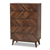 Baxton Studio Baxton Studio Hartman Mid-Century Modern Walnut Brown Finished Wood 5-Drawer Storage Chest