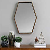 HomeRoots Decor Dark Wood Hexagonal Frame Wall Mirror