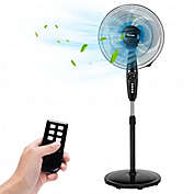 Costway 16 Inches Adjustable Height Fan with Quiet Oscillating Stand for Home and Office