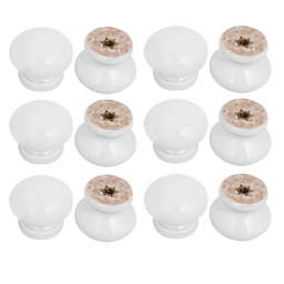 Unique Bargains 12-Pack Drawer Wood Knobs Handles White Finish 1.1