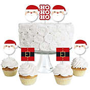 Big Dot of Happiness Jolly Santa Claus - Dessert Cupcake Toppers - Christmas Party Clear Treat Picks - Set of 24