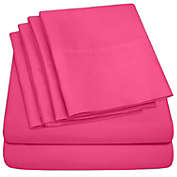Sweet Home Collection   6 Piece Bed Sheets Set Solid Color 1500 Supreme Brushed Microfiber Sheets, Twin, Fuschia