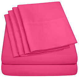 Sweet Home Collection   6 Piece Bed Sheets Set Solid Color 1500 Supreme Brushed Microfiber Sheets , Twin, Fuschia