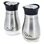 Juvale Stainless Steel Salt and Pepper Shakers Set with Glass Bottom, Modern Kitchen Accessories Set (4oz)