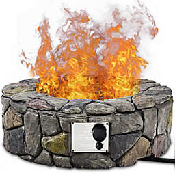 Costway 28 Inch Propane Gas Fire Pit with Lava Rocks and Protective Cover