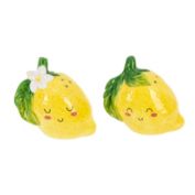 Ganz Smiling Lemons Ceramic Salt and Pepper Shaker Set 2.75 Inch Yellow