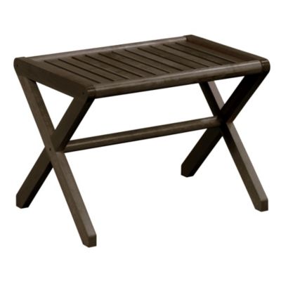 NewRidge Home Goods X-Frame Solid Wood Abingdon Large Shower Bench Stool in Espresso