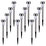 Stock Preferred 12 Pcs LED Stainless Steel Outdoor Garden Solar Lights for Pathway