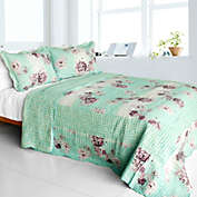 Blancho Bedding Rural Sky Cotton 3PC Vermicelli-Quilted Floral Patchwork Quilt Set (Full/Queen Size)