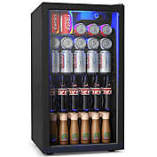 Gymax 120 Can Beverage Refrigerator Beer Wine Soda Drink Cooler Mini Fridge Glass Door