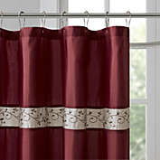 Belen Kox Faux Silk Lined Shower Curtain w/Embroidery Red