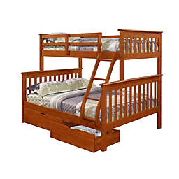 Donco  TWIN/FULL MISSION BUNKBED WITH DUAL UNDERBED DRAWERS ESPRESSO