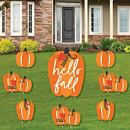Big Dot of Happiness Fall Pumpkin - Yard Sign and Outdoor Lawn Decorations - Halloween or Thanksgiving Party Yard Signs - Set of 8