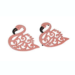 J.D. Yeatts Set of 2 Cast Iron Pink Flamingo Decorative Trivets Home Kitchen Accessories
