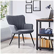 Yaheetech 1-Piece Modern Upholstered Fabric Accent Chair in Gray
