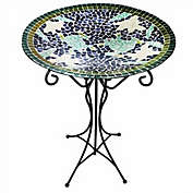 Gardener&#39;s Select GSA14BFG01D Mosaic Frogs Glass Bird Bath and Stand