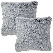 Juvale Grey Faux Fur Throw Pillow Covers, Fuzzy Home Decor (20 x 20 Inches, 2 Pack)