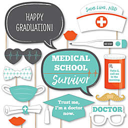 Big Dot of Happiness Medical School Grad - Doctor Graduation Party Photo Booth Props Kit - 20 Count
