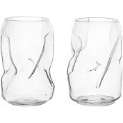 Crushed Soda Can Glasses 8.5oz Set of 2 by The Wine Savant - Can Shaped Beer Glasses, Elegant Drinking Glasses, Tumbler Beer, Wine Glasses, Whiskey Tumbler Glasses, Great for Any Drink or Occasion!