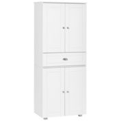 HOMCOM 71" Freestanding Kitchen Pantry Cabinet with 2 Large Double Door Cabinets and 1 Center Drawer, White