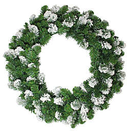 Allstate Snowy Flocked Colorado Pine Artificial Christmas Wreath, 30-Inch, Unlit